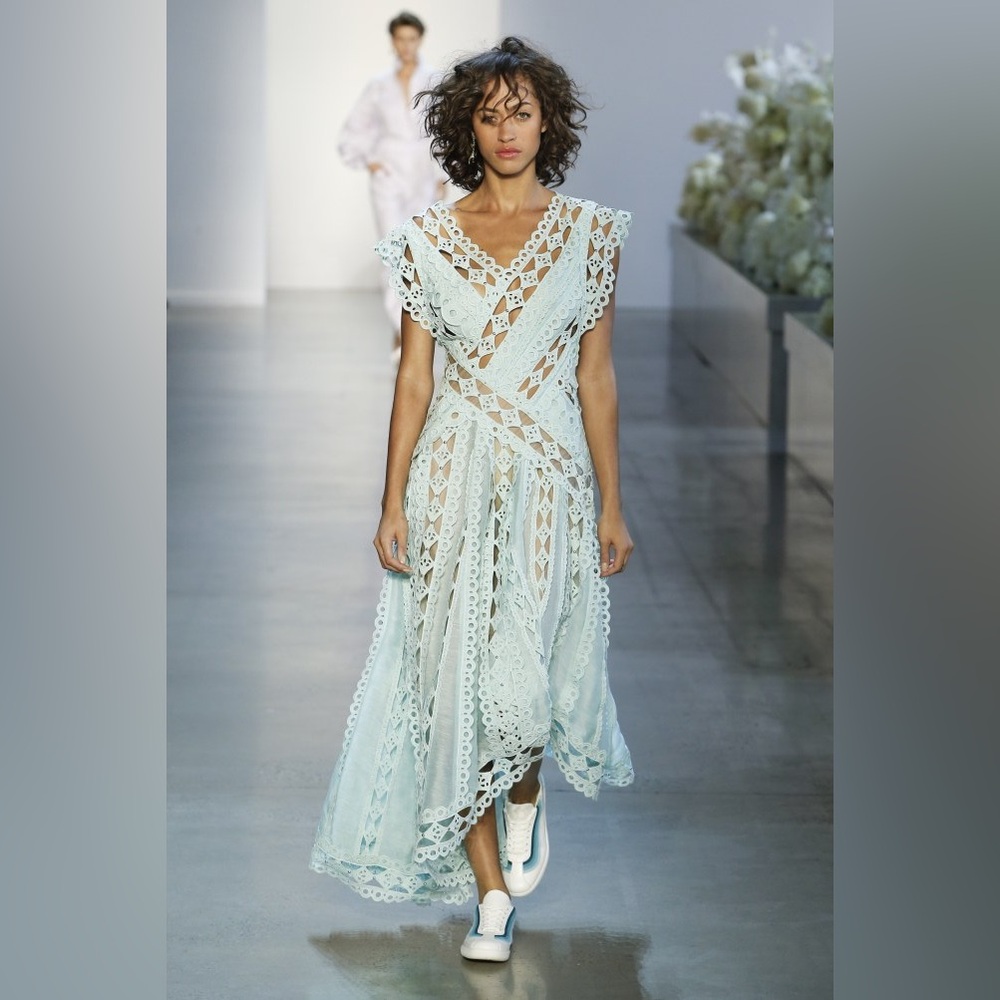 Zimmermann Moncur Studded Paneled Broderie Anglaise Cotton Midi Dress NWT